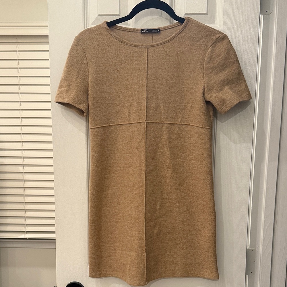 Zara Camel Short Sleeve Dress